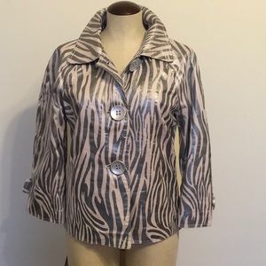 Outerwear by Lisa Metallic Zebra Print SwingJacket